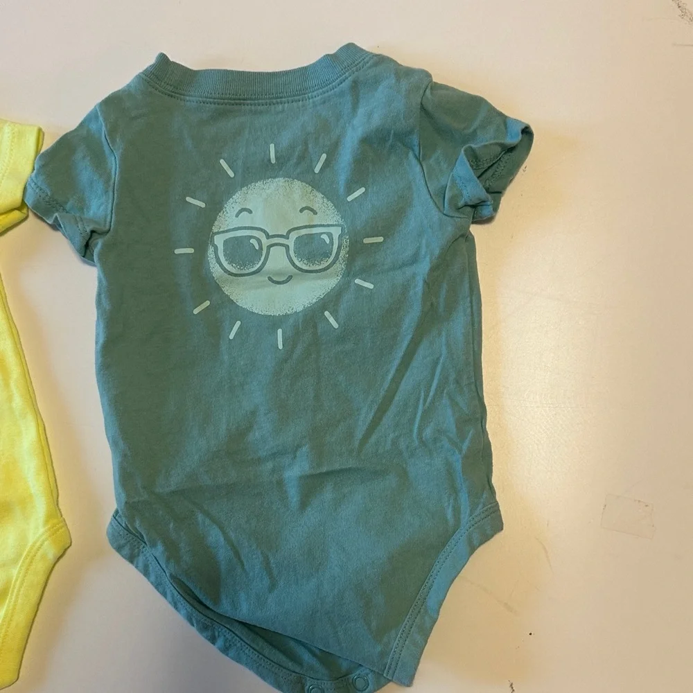 Carter's Yellow Sun and Green Little Brother Bodysuits